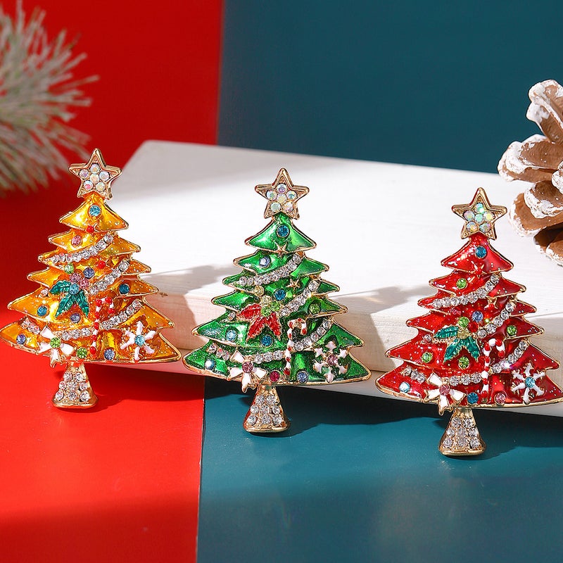 New Diamond-Encrusted Christmas Tree Brooch Women'S Ins Style Creative Design Colorful Christmas Pin Accessories Trendy - Image 2